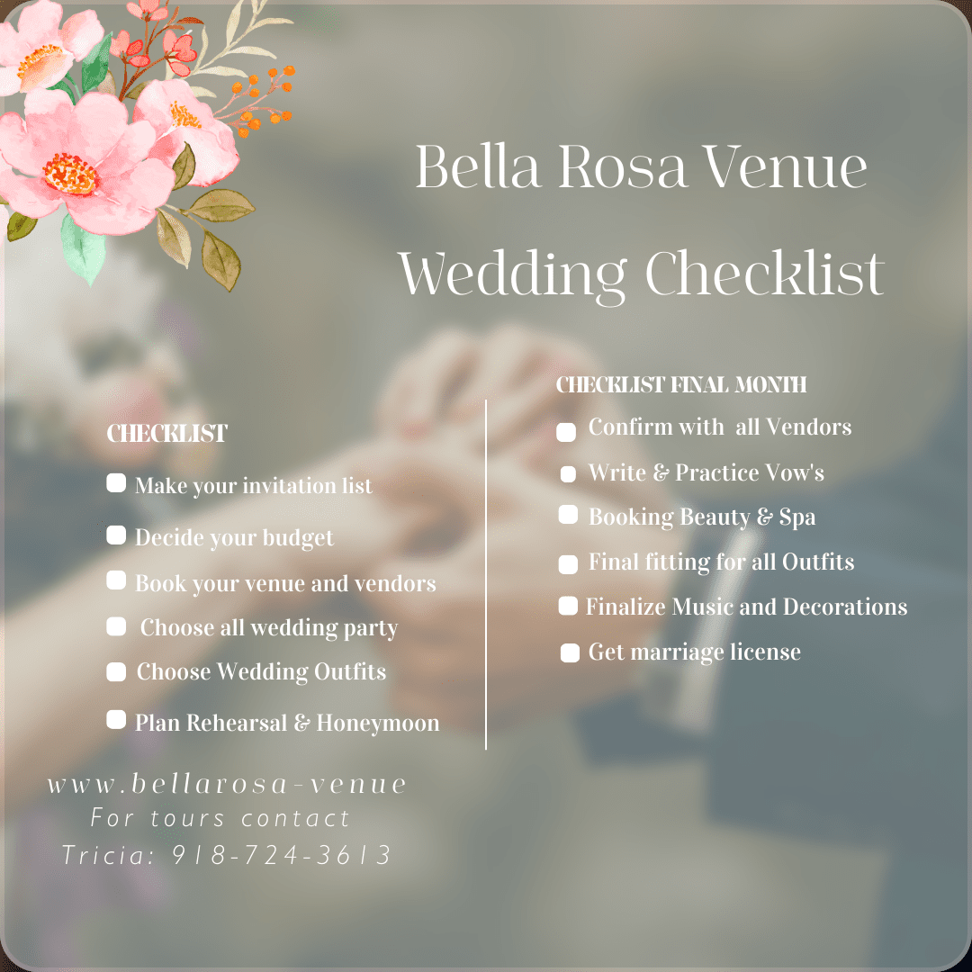 Wedding checklist for near Tulsa, OK venue brides 